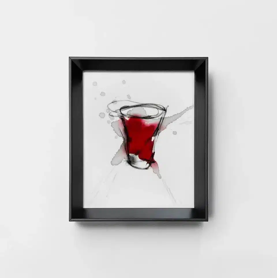 “ Senza titolo” 2023 – acquerello, acrilico e creta nera su polistirolo floccato / “ Untitled” 2023 – watercolor, acrylic and black clay on flocked polystyrene – cm 22,5 x 27,5