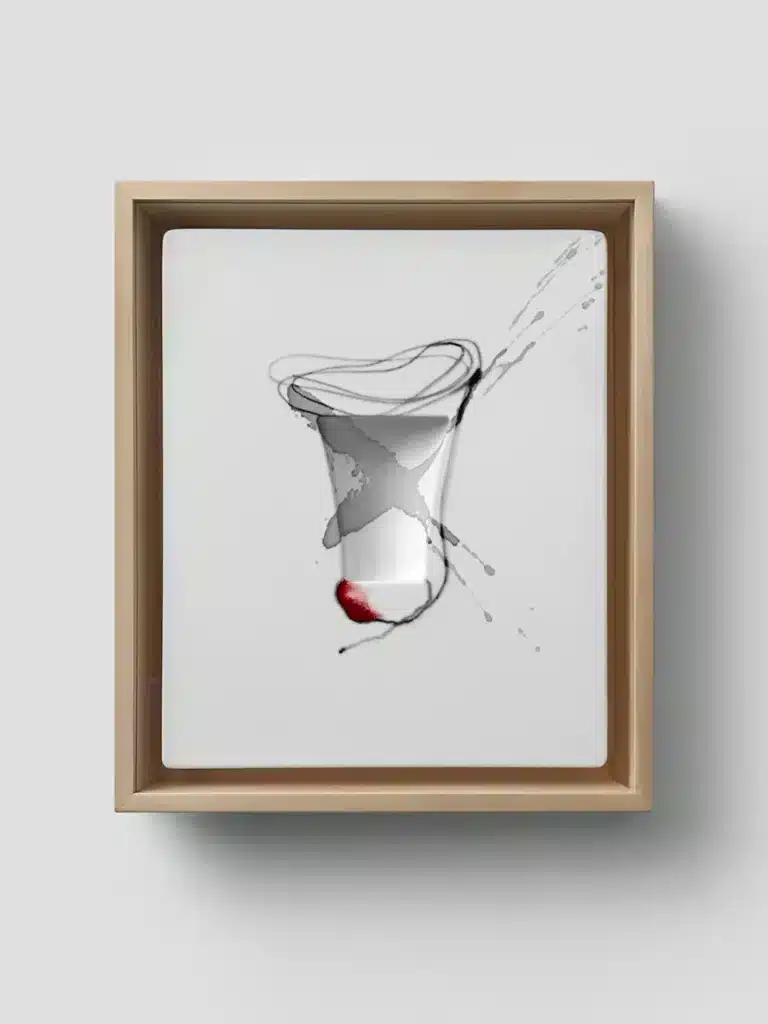 “Senza titolo”, 2024 Black clay, watercolour and acrylic on flocked polystyrene thermoforming – cm. 30 x 25 x 4