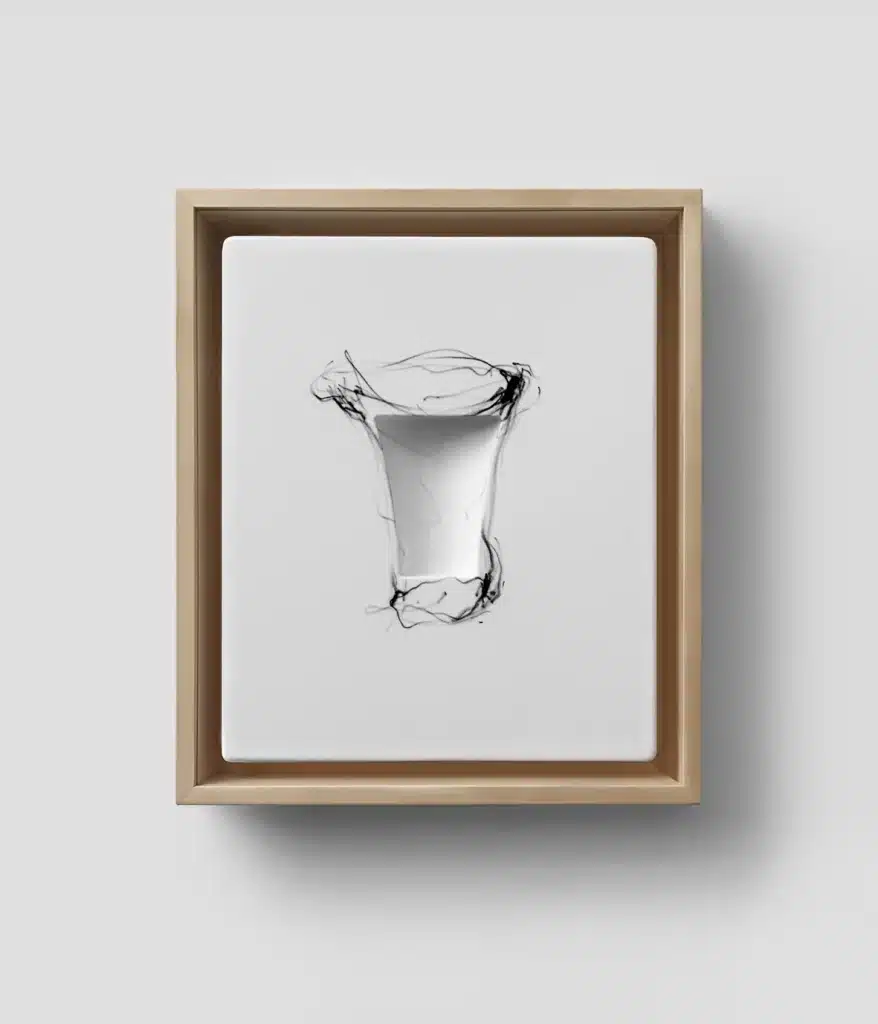 “Senza titolo”, 2024 Black clay on flocked polystyrene thermoforming – cm.30 x 25 x 4