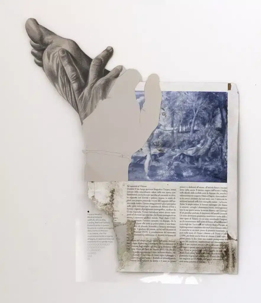 “Morte di Atteone” 2017, Mixed media on paper / Tecnica mista su carta – cm 41,5 x 33