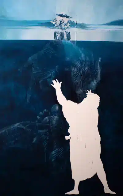 naso all’insù 2020,Tecnica mista su tela _ mixed media on canvas, cm 200×140