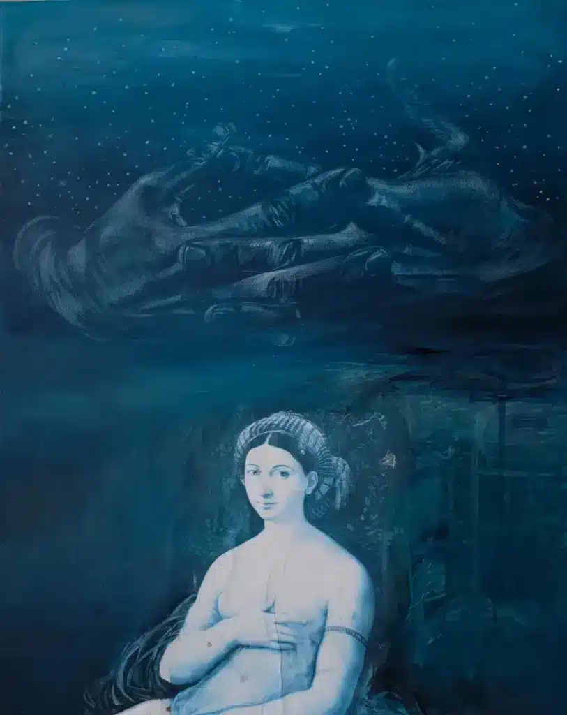 “Tra le mani custodiva le stelle” 2021, mixed media on canvas / tecnica mista su tela – cm 50 x 40