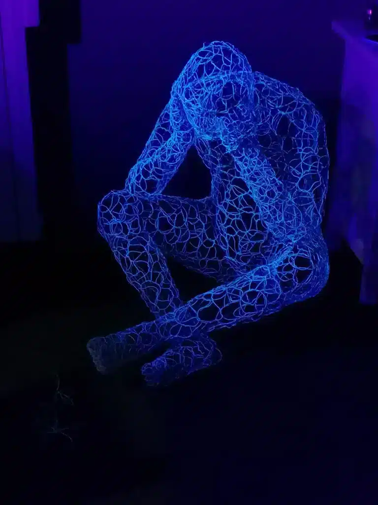 “Il tempo di ogni cosa” 2021 – filo di acciaio inox intrecciato a mano – hand woven steel wire – cm. 83 x 66 x 84