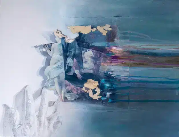 L’ombra dell’Angelo 2021, tecnica mista su tela _ mixed media on canvas, cm 40×50