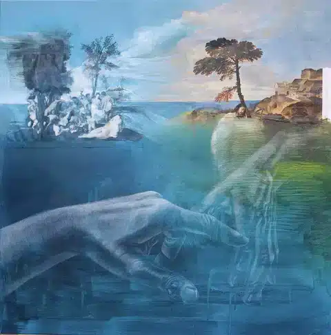 Noli me tàngere (Non mi toccare) 2020, tecnica mista su tela _ mixed media on canvas, cm 86×85