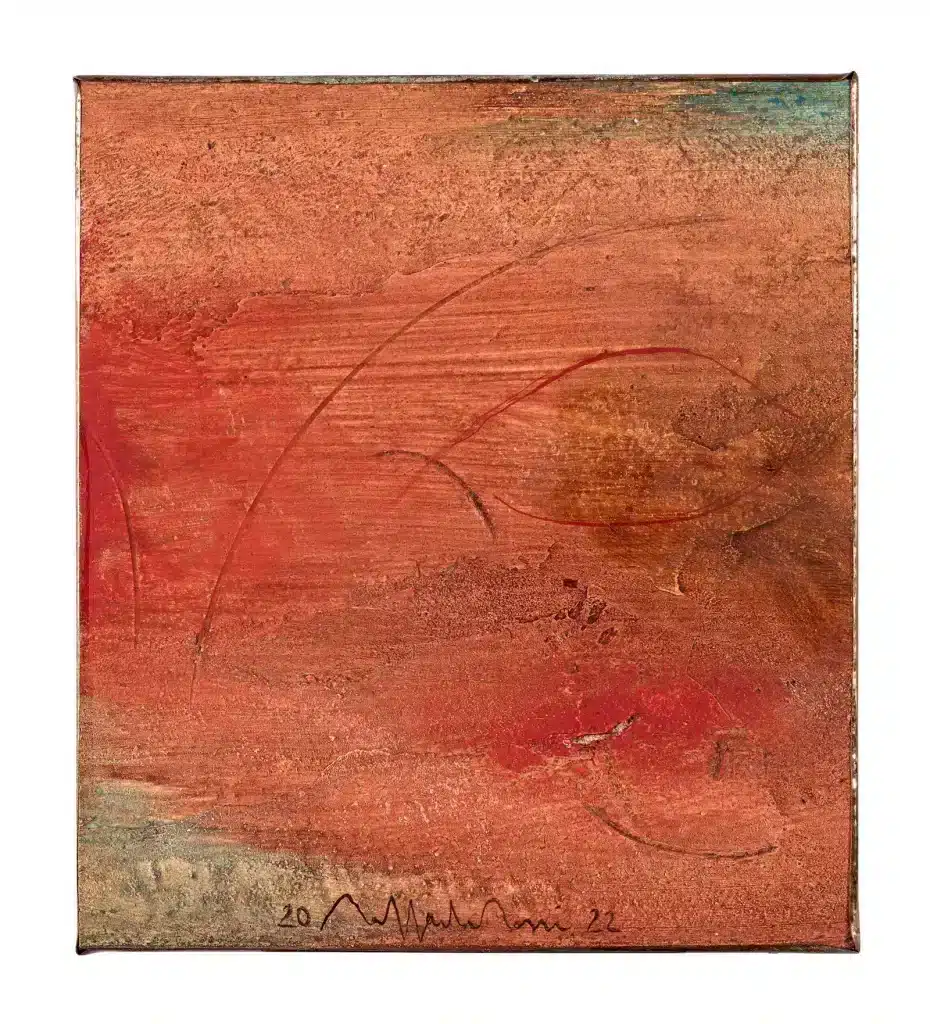 “Paesaggio dell’anima mia”, 2022 – tecnica mista su legno / mixed media on wood – cm 44 x 40 x 1,5