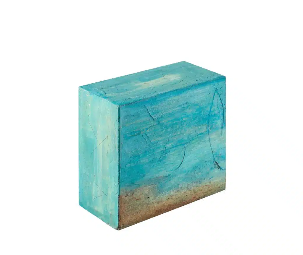 “Paesaggio dell’anima mia” 2023 – tecnica mista su legno / mixed media on wood – cm 17,5 x 18 x 4,9