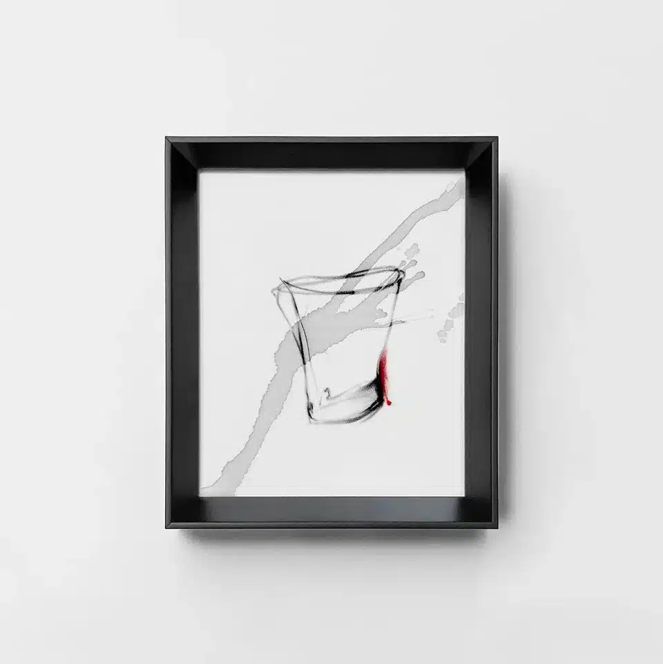 “ Senza titolo” 2023 – acquerello, acrilico e creta nera su polistirolo floccato / “ Untitled” 2023 – watercolor, acrylic and black clay on flocked polystyrene – cm 22,5 x 27,5