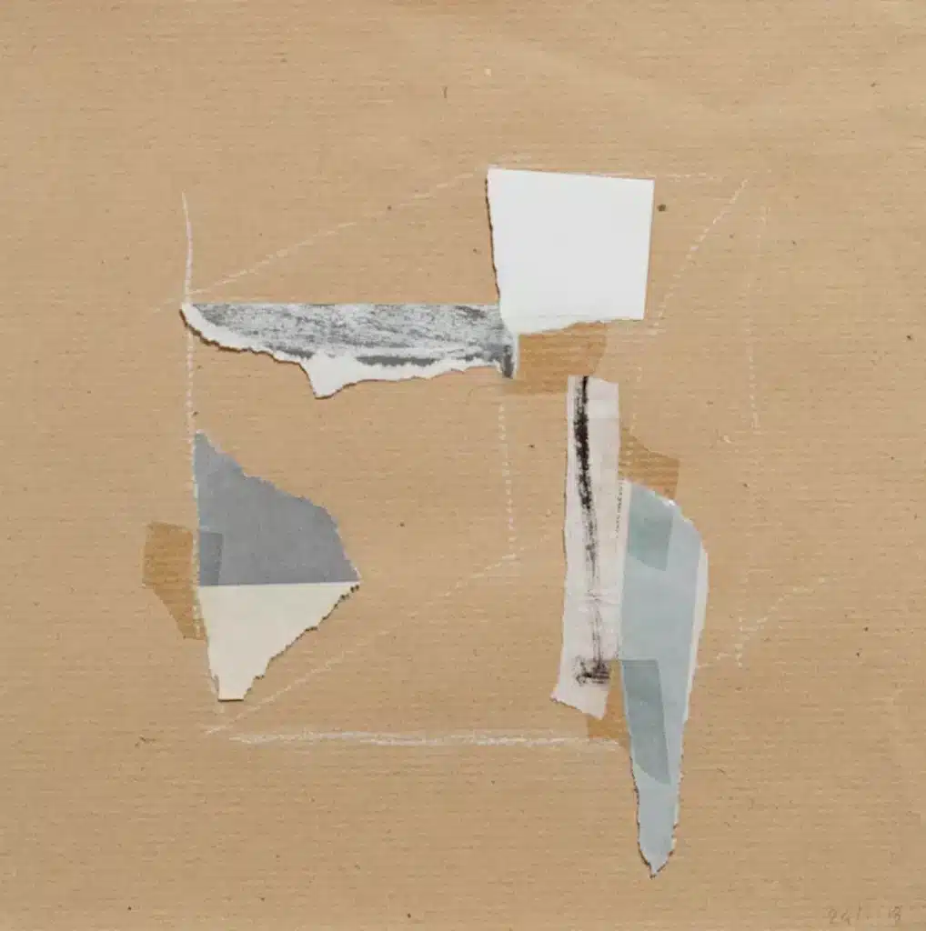 ” Tentati accordi # 5″ 2018, Collage and mixed media on paper / Collage e tecnica mista su carta – cm 23,5 x 23,5