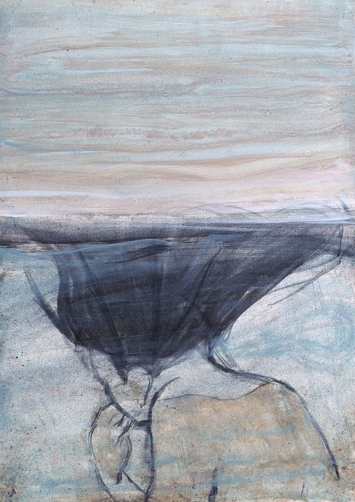 “L'istante che non finisce” 2026, mixed media on canvas - cm. 51.5 x 36.5